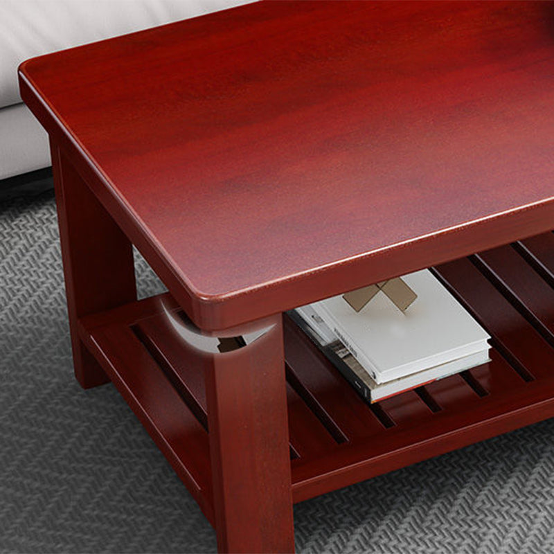 Nordic Style Coffee Table with Rectangular Solid Wood Base 4 Legs