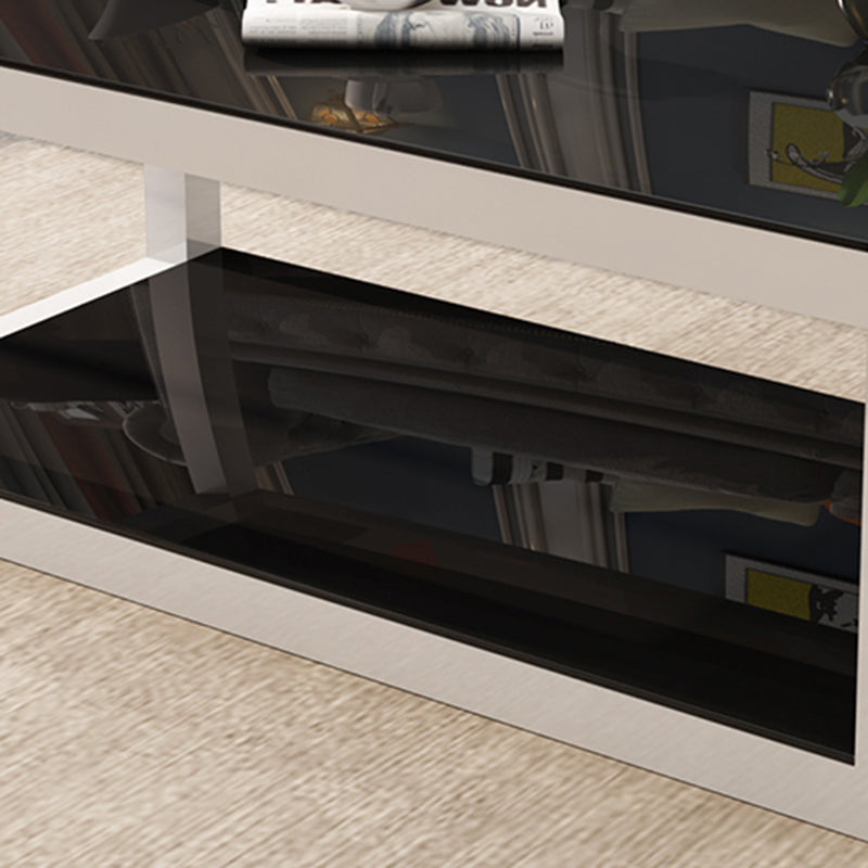 Modern Style Round Tempered Glass Top Metal Frame Base Coffee Table