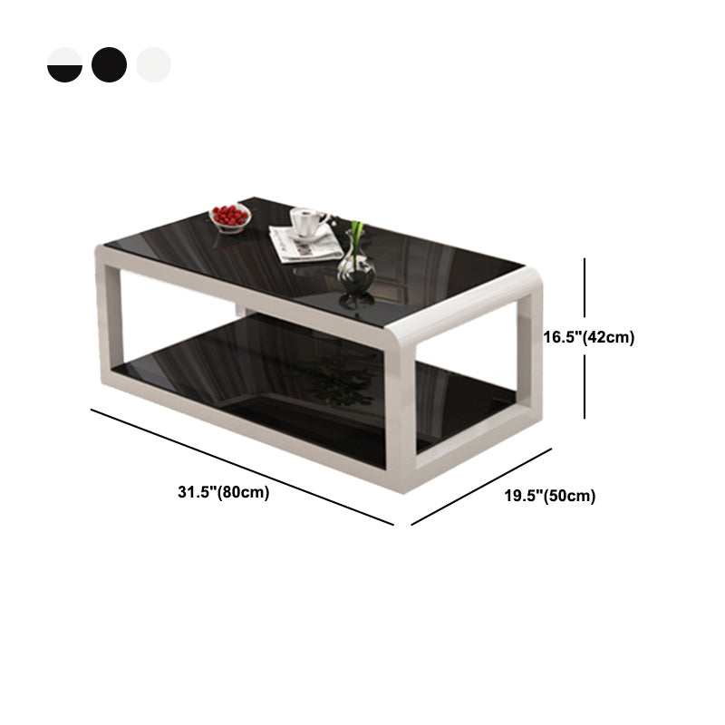 Modern Style Round Tempered Glass Top Metal Frame Base Coffee Table