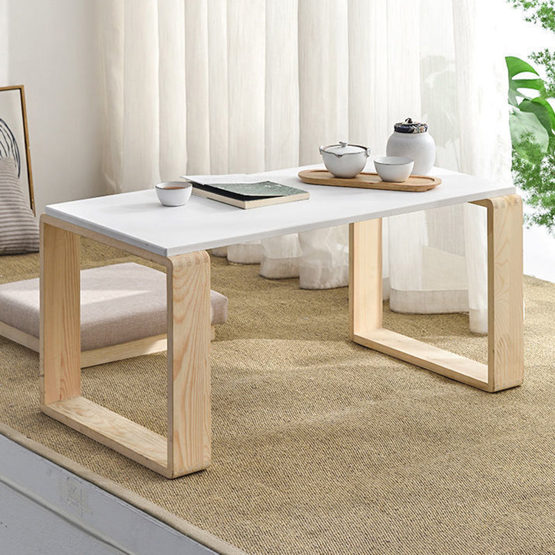 Modern Wooden Coffee Table with Light Wood Sled Base and Rectangle Top
