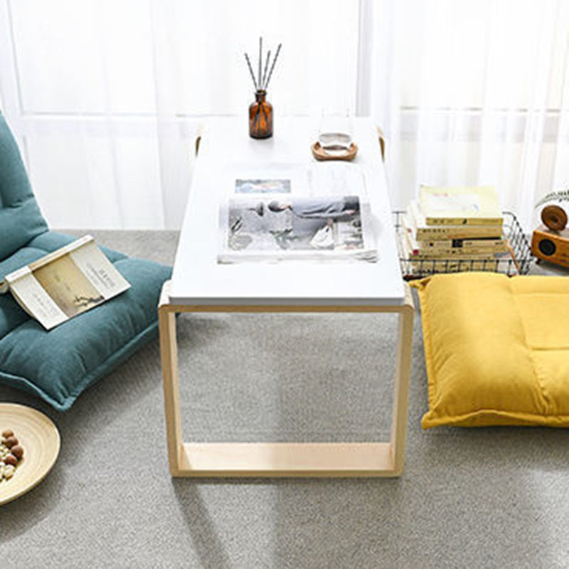 Modern Wooden Coffee Table with Light Wood Sled Base and Rectangle Top