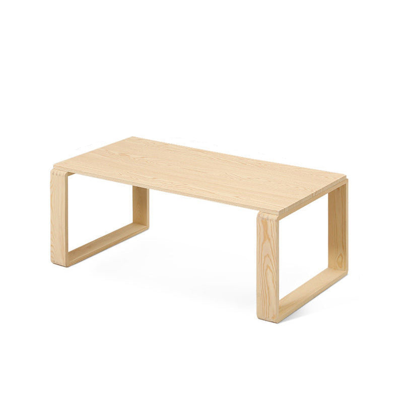 Modern Wooden Coffee Table with Light Wood Sled Base and Rectangle Top