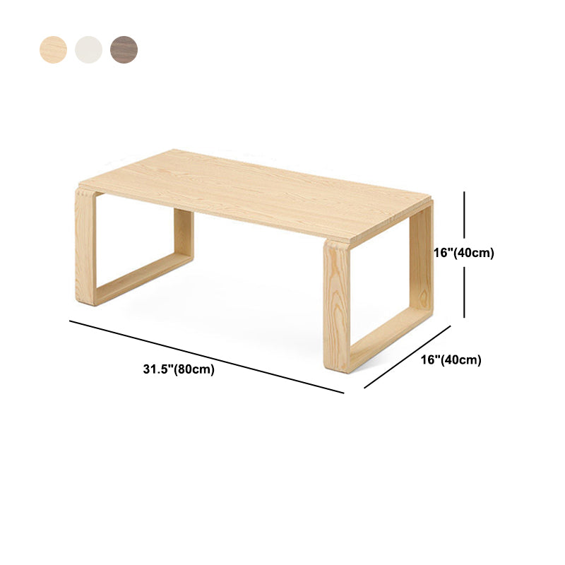 Modern Wooden Coffee Table with Light Wood Sled Base and Rectangle Top