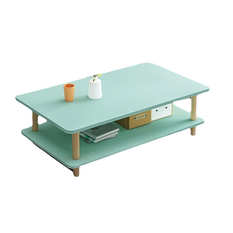 Modern Wooden Coffee Table with 4 Natural Wooden Legs and Storage