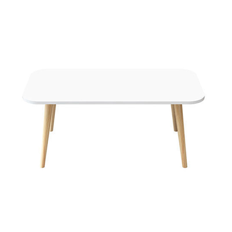Contemporary Wooden Coffee Table with 4 Natural Legs and Rectangle Top