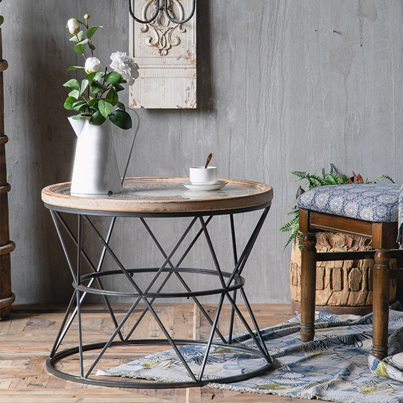 Solid Wood French Country Frame Side Table Antique Brown End Table