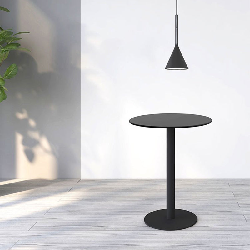 Mid-Century Metal Round Top Side Table Solid Color Pedestal End Table