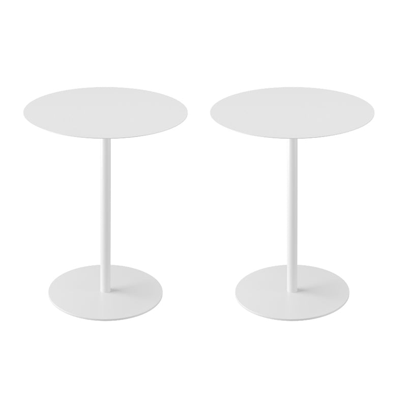 Mid-Century Metal Round Top Side Table Solid Color Pedestal End Table