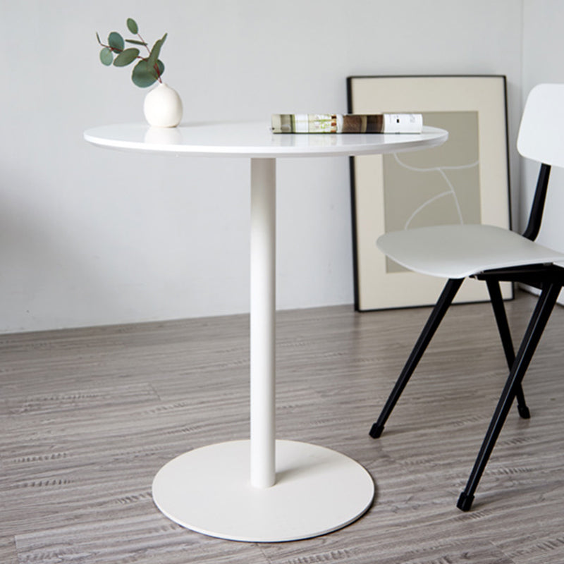 Mid-Century Metal Round Top Side Table Solid Color Pedestal End Table