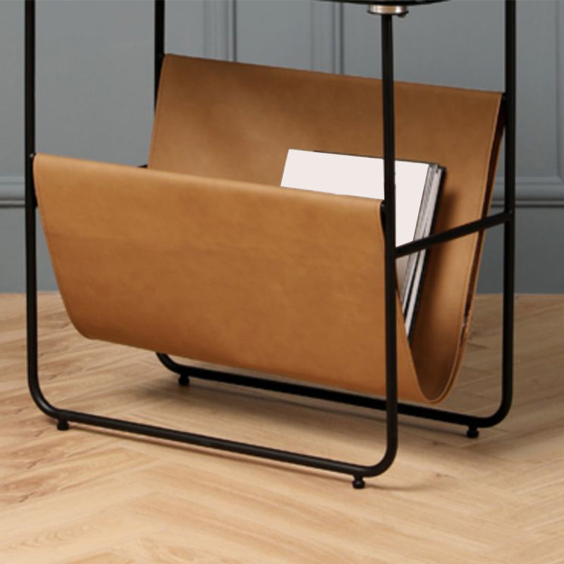 Rectangular Glass Top Side Table 26.38" W x 14.96" D x 23.23" H End Table with Shelf