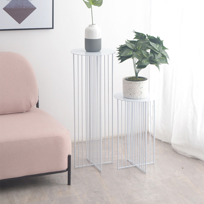 Mid-Century Modern Round Iron End Table Dia 11.81" Pedestal Side Table