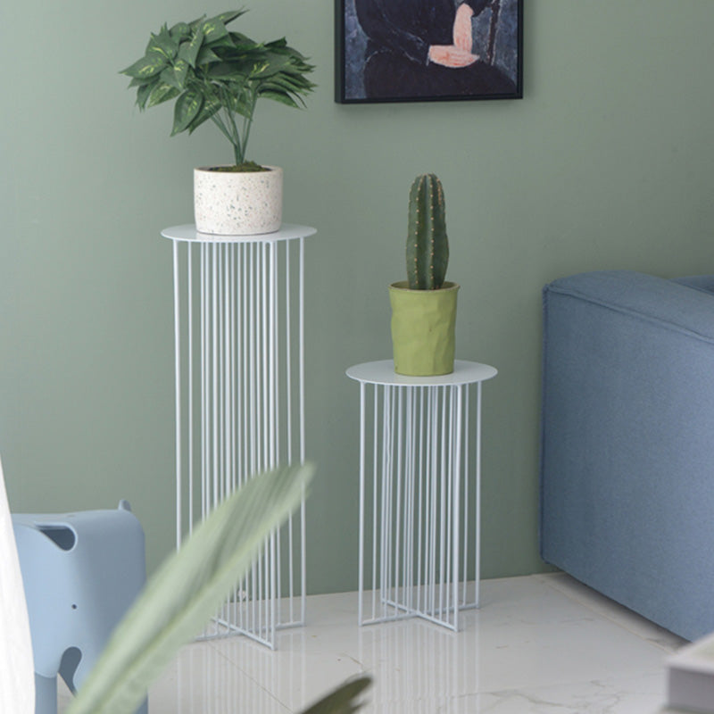 Mid-Century Modern Round Iron End Table Dia 11.81" Pedestal Side Table