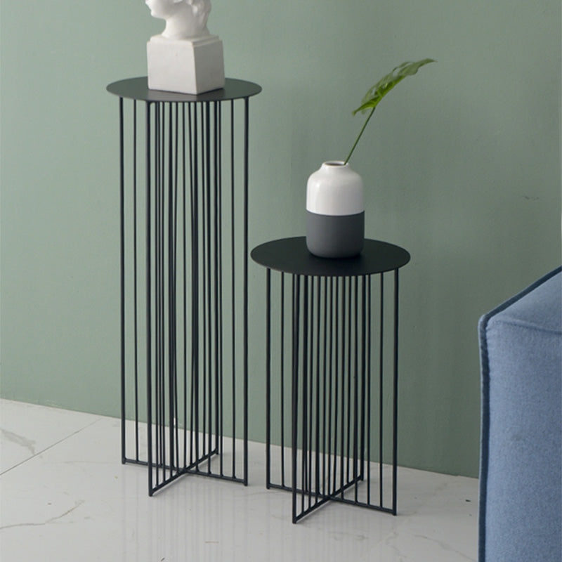 Mid-Century Modern Round Iron End Table Dia 11.81" Pedestal Side Table