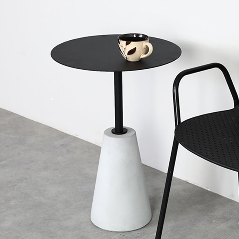 Dia 15.75"/19.69" Metal Round End Table Pedestal Side Table with Concrete Accent