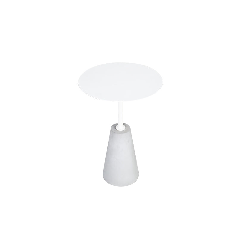 Dia 15.75"/19.69" Metal Round End Table Pedestal Side Table with Concrete Accent