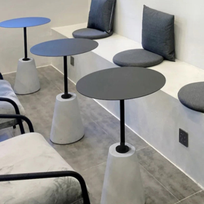 Dia 15.75"/19.69" Metal Round End Table Pedestal Side Table with Concrete Accent