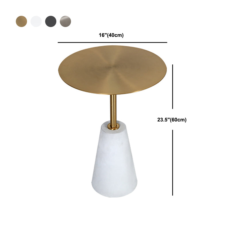 Dia 15.75"/19.69" Metal Round End Table Pedestal Side Table with Concrete Accent