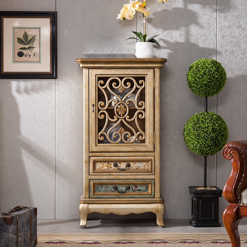 Industrial Wood Accent Cabinet with Drawers Side Cabinet with Bracket Legs