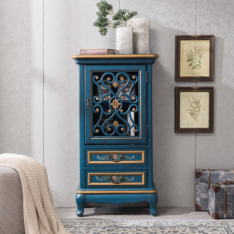 Industrial Wood Accent Cabinet with Drawers Side Cabinet with Bracket Legs