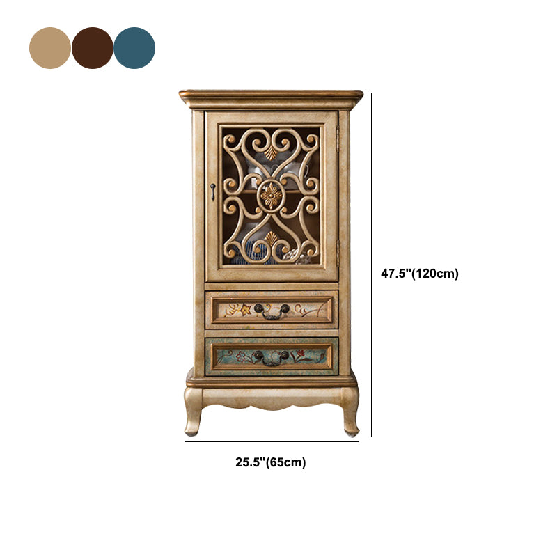 Industrial Wood Accent Cabinet with Drawers Side Cabinet with Bracket Legs
