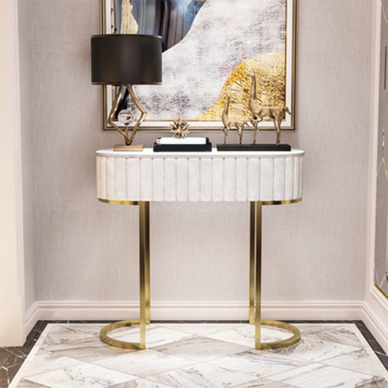 Oval Marble Console Table Ironcraft Frame Accent Table for Hall