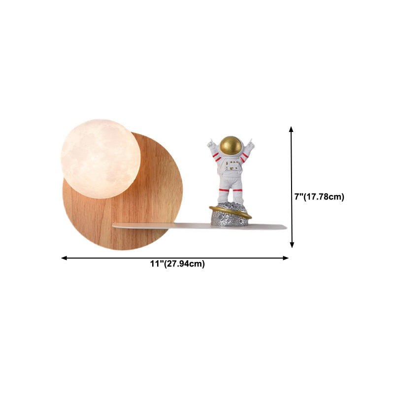Metal & Wood 1 - Light Wall Light , Kids Style , Round / Square Wall Fixture
