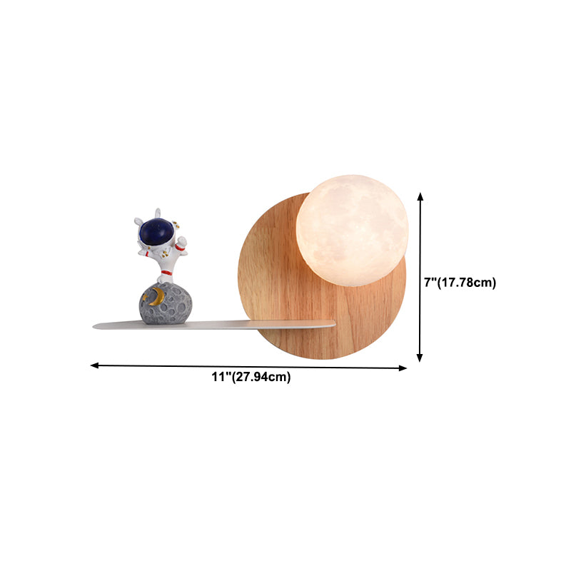 Metal & Wood 1 - Light Wall Light , Kids Style , Round / Square Wall Fixture