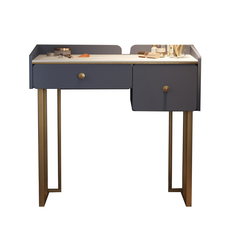 Luxurious 2 Storage Drawers Vanity Set with Padded Stool in White/Grey