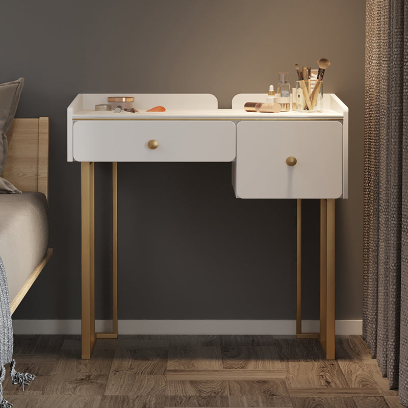 Luxurious 2 Storage Drawers Vanity Set with Padded Stool in White/Grey