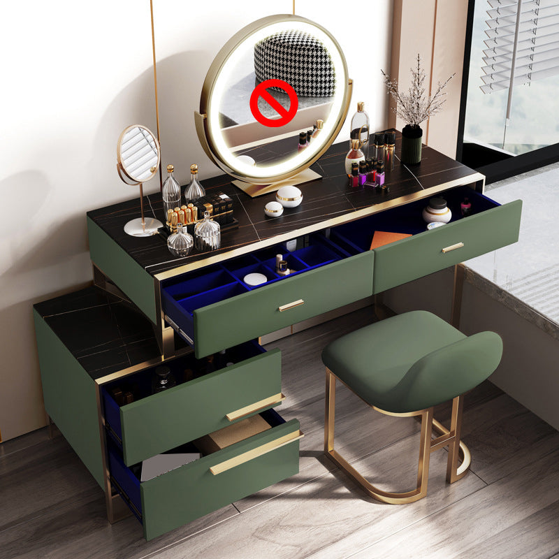 Luxurious Metal Make-up Vanity 4 Solid Wood Drawers Dressing Table