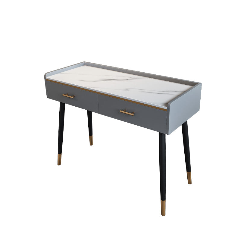 Luxurious Makeup Vanity Stone Top Dressing Table in Grey Finish