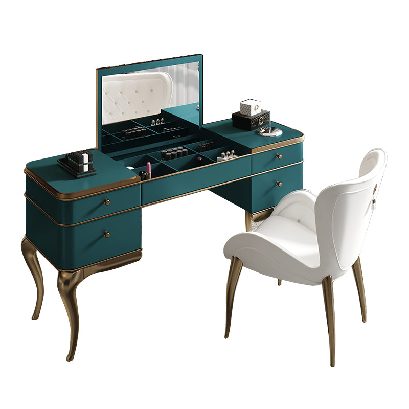 4 Storage Drawers Mirrored Vanity Victorian Wooden Make-up Vanity
