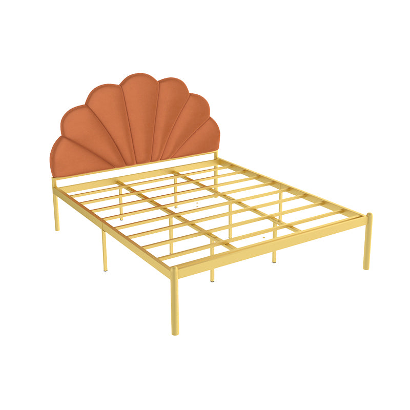 shell Suede Upholstered Headboard ,47 inch High Metal Panel Bed