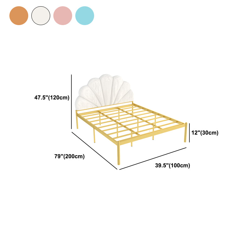 shell Suede Upholstered Headboard ,47 inch High Metal Panel Bed