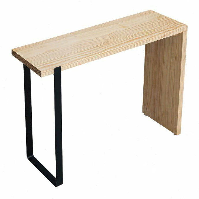 Pine Wood Top Rectangular Bar Table Modern Bistro Table with Double Pedestal