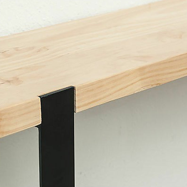 Pine Wood Top Rectangular Bar Table Modern Bistro Table with Double Pedestal