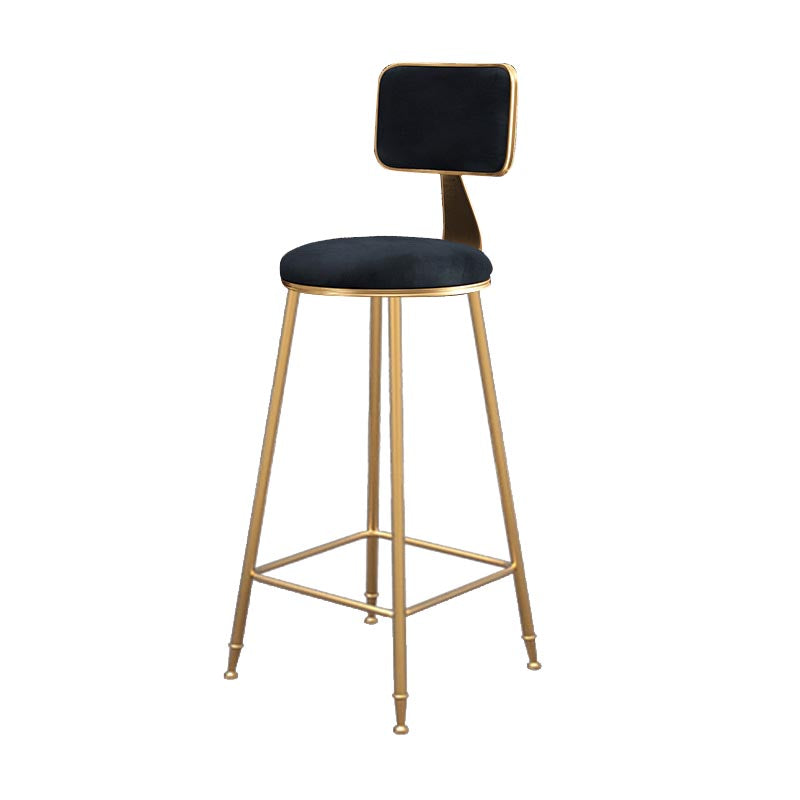 Glam Metal Barstool Velvet Gold Furniture in Matte Finish for Indoor