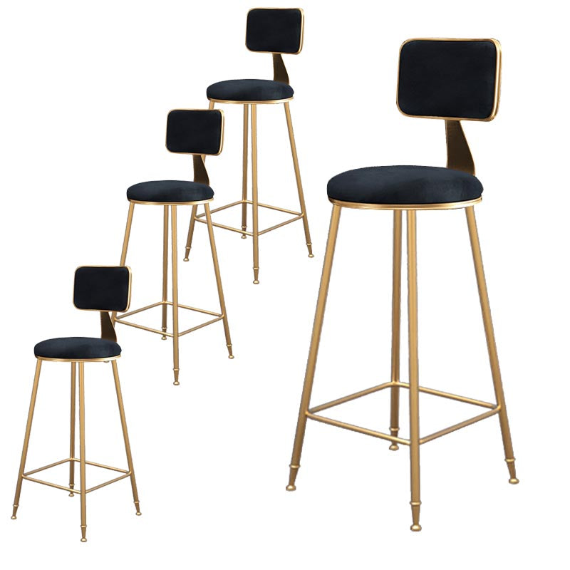 Glam Metal Barstool Velvet Gold Furniture in Matte Finish for Indoor