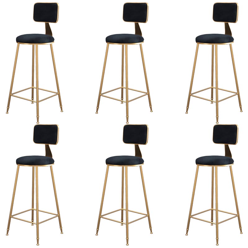 Glam Metal Barstool Velvet Gold Furniture in Matte Finish for Indoor