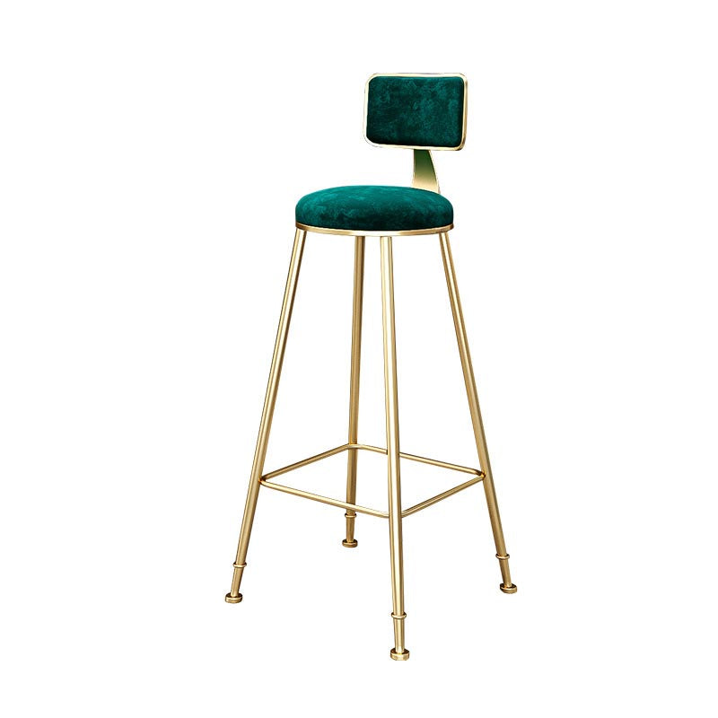 Glam Metal Barstool Velvet Gold Furniture in Matte Finish for Indoor