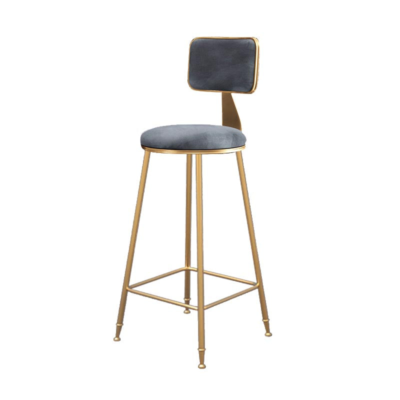 Glam Metal Barstool Velvet Gold Furniture in Matte Finish for Indoor