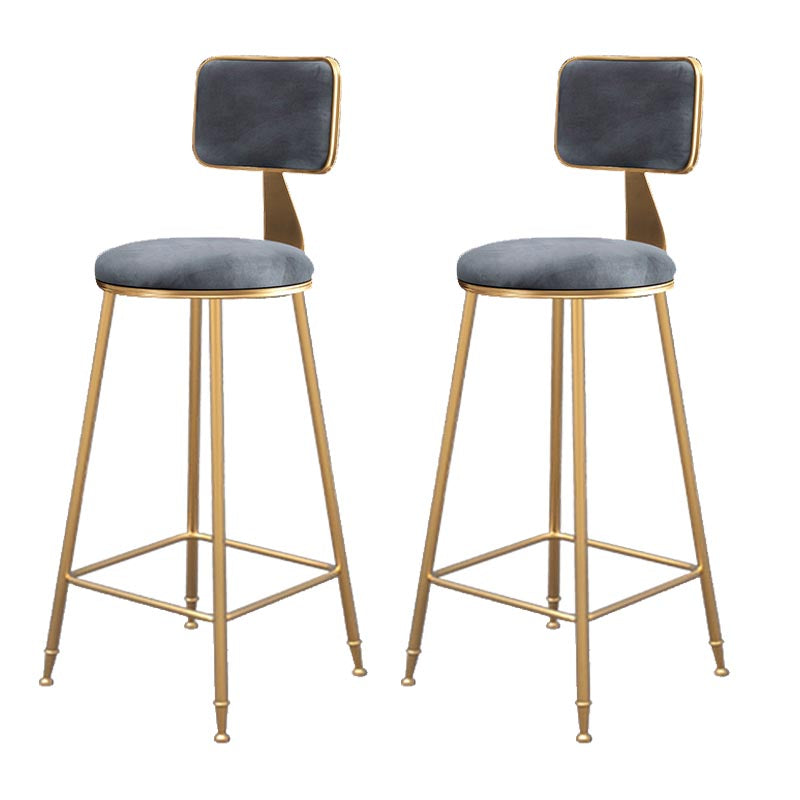 Glam Metal Barstool Velvet Gold Furniture in Matte Finish for Indoor