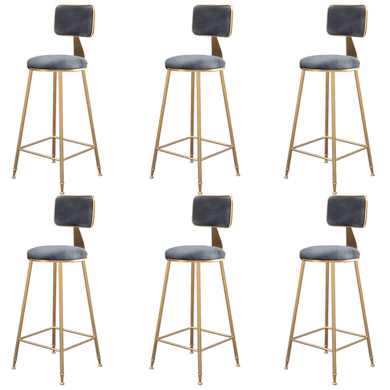 Glam Metal Barstool Velvet Gold Furniture in Matte Finish for Indoor