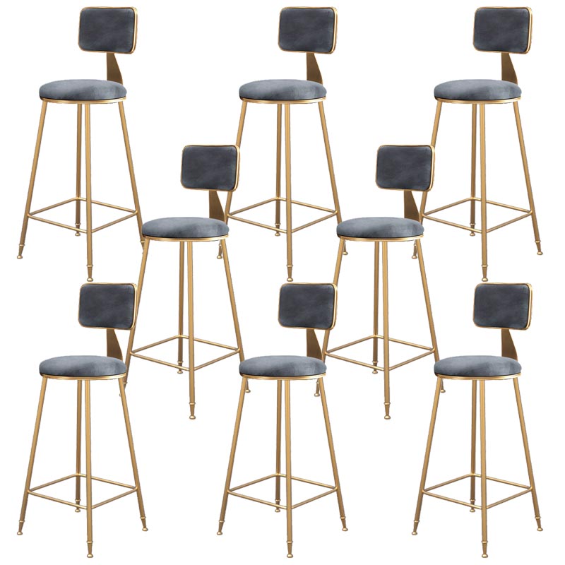 Glam Metal Barstool Velvet Gold Furniture in Matte Finish for Indoor