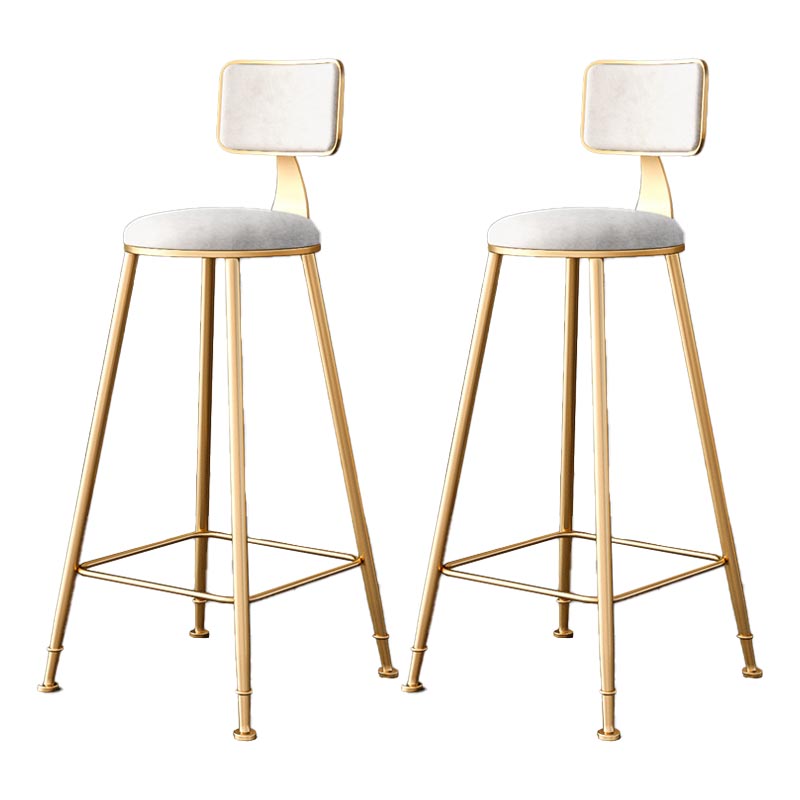 Glam Metal Barstool Velvet Gold Furniture in Matte Finish for Indoor