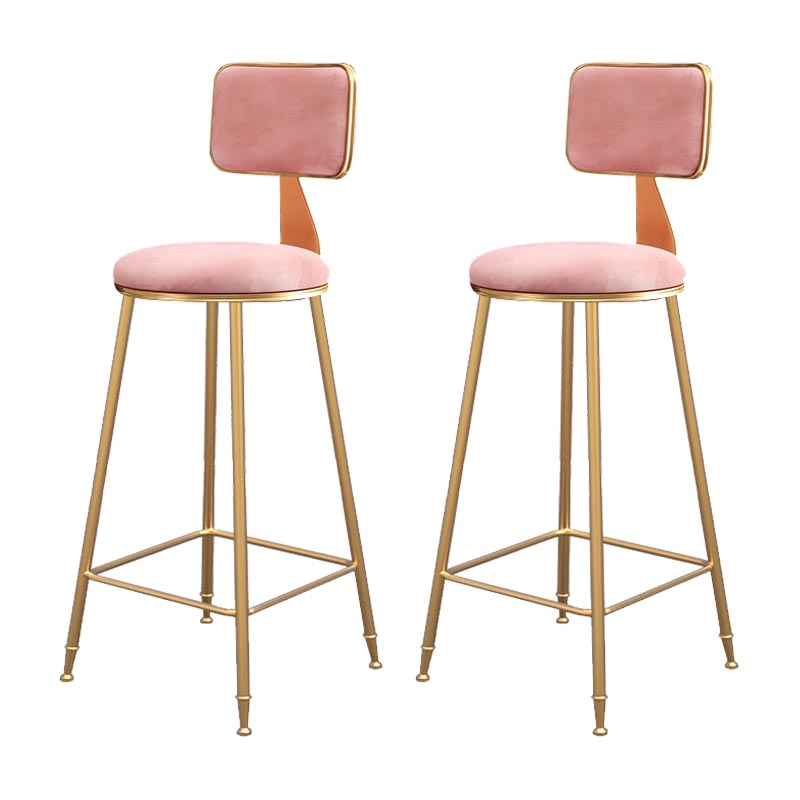 Glam Metal Barstool Velvet Gold Furniture in Matte Finish for Indoor