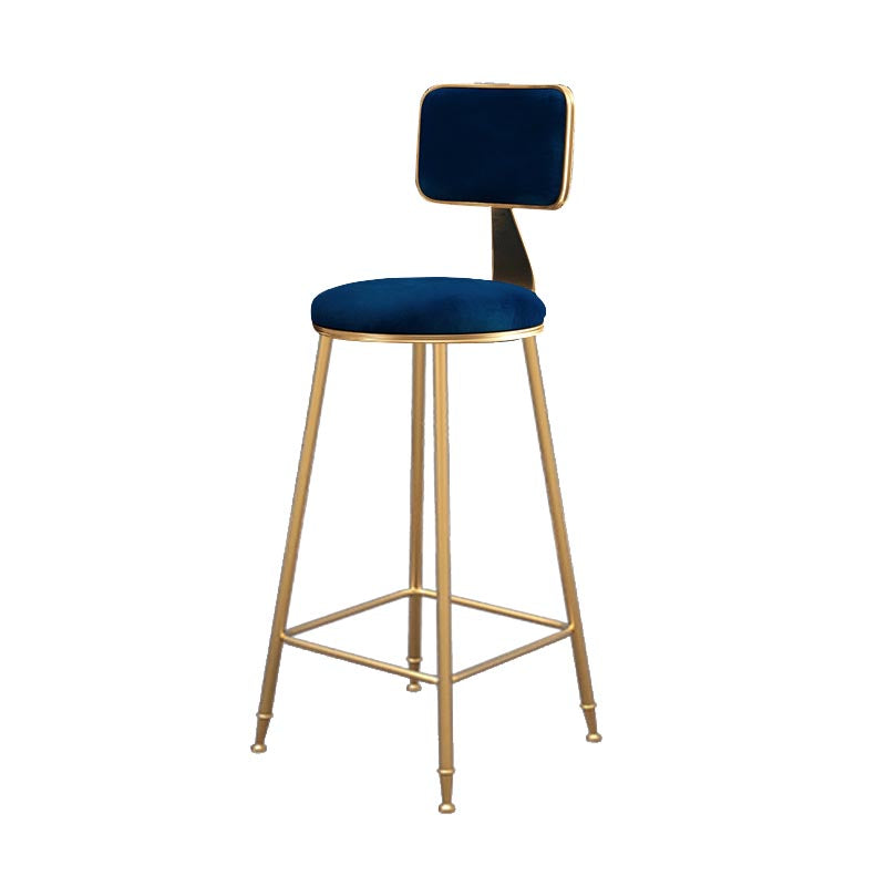 Glam Metal Barstool Velvet Gold Furniture in Matte Finish for Indoor