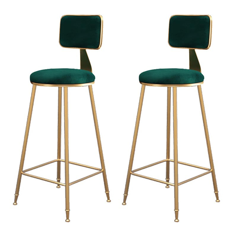 Glam Metal Barstool Velvet Gold Furniture in Matte Finish for Indoor
