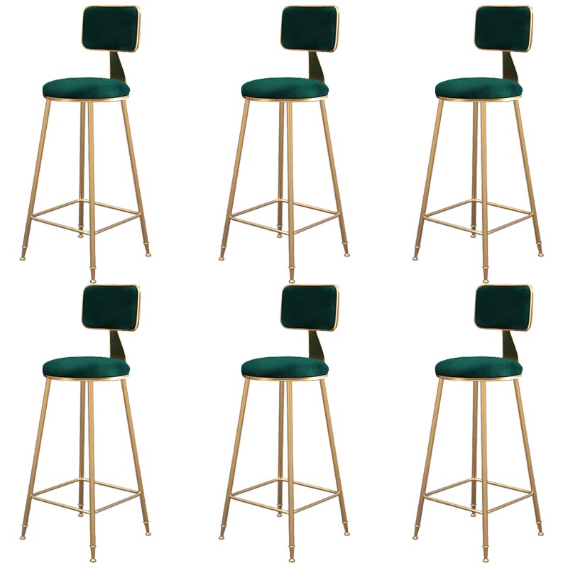 Glam Metal Barstool Velvet Gold Furniture in Matte Finish for Indoor