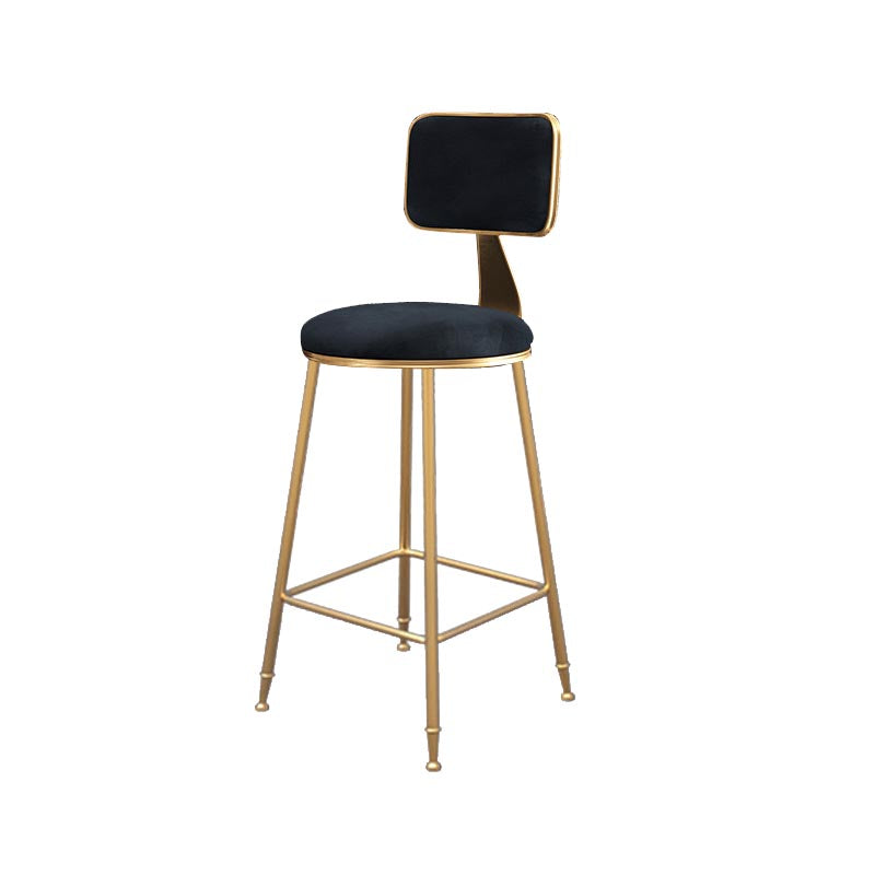 Glam Metal Barstool Velvet Gold Furniture in Matte Finish for Indoor